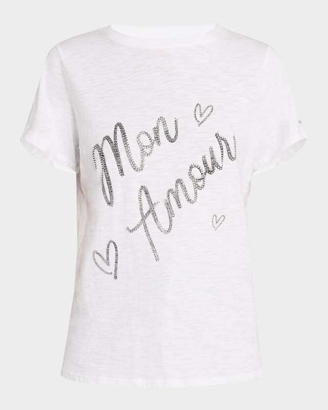 Mon Amour Rhinestone Cotton Tee